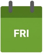 Green calendar icon displaying 'FRI' for Friday
